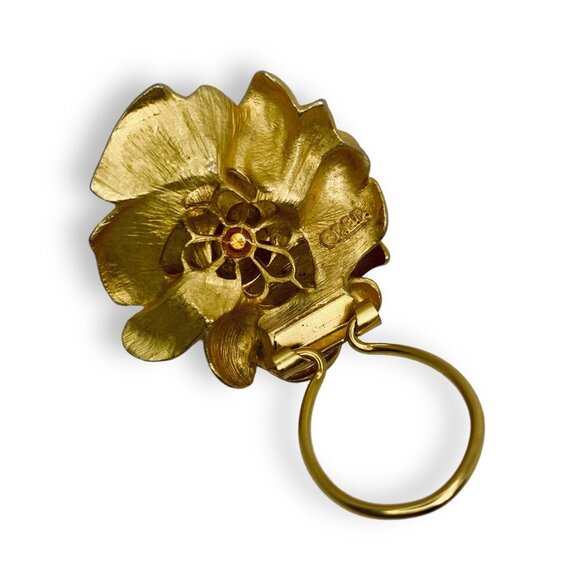 Vintage Erwin Pearl P.E.P Signed Gold Tone Rose Scarf Clip - Picture 4 of 4